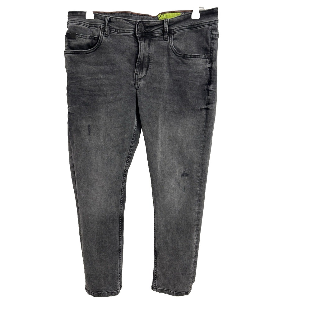 Being Human Men's 34 Cropped Fit Denim Faded Black Distressed Jeans Skater Urban